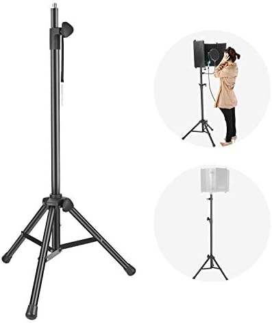 Neewer NW002-1 Wind Screen Bracket Stand with Aluminum Tube, Non-slip Feet, Adjustable Height, 65.2 inches/165.5 centimeters Stand Suitable for Supporting Acoustic Isolation Shield in Studio (Black)