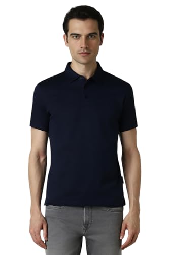 Image of Van Heusen Men's Textured Polo Neck Slim Fit T-Shirt