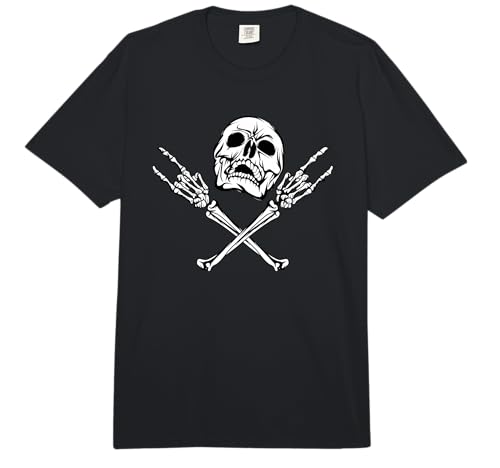 Unique Skull & Bones Black Death Rock Heavy Metal Headbanger Comfort Colors Adult Heavyweight T-Shirt