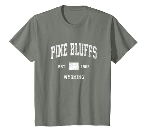 Pine Bluffs Wyoming WY Vintage Athletic Sports Design T-Shirt, Youth, Olive Heather, 3T