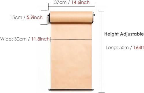 Distributeur Et Coupe-Papier Kraft Mural avec Rouleau De Papier Inclus, Idéal pour Les Notes Et Les Messages.
