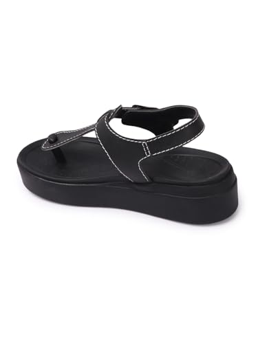 Image of Carlton London Women's Platform T-Strap Sandals, Modern Flatform Sandals for Summer, Casual & office use