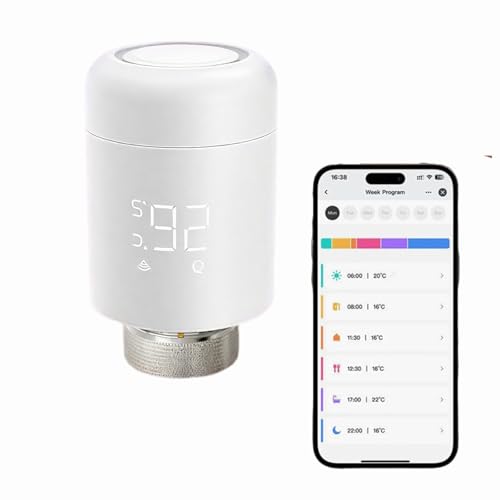 Smartes Heizkörperthermostat, Zigbee Heizkörperthermostat, Zusatzprodukt für Einzelraumsteuerung für optimale Heizkörpersteuerung per App, Heizkosten Sparen (1 Stück)