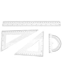 KACZUS Kit de Geometría 4 Piezas, Grabado Láser de Precisión y Diseño Compacto para Escuela y Dibujo Técnico
