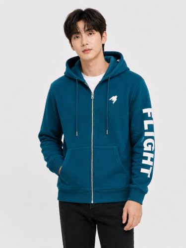 Image of Men's Graphic Zipper Hoodie | Full Sleeve Hooded with Kangaroo Pocket & Drawstring Hood | Casual Regular Fit for Winter, Travel & Everyday Wear