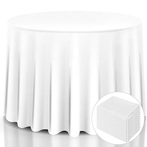 Giantex 10 Pcs Round White Tablecloth 120-Inch, Premium Polyester Table Cover, Machine Washable, Durable Table Cloths for Wedding Reception Restaurant Banquet Party (White, 120'')