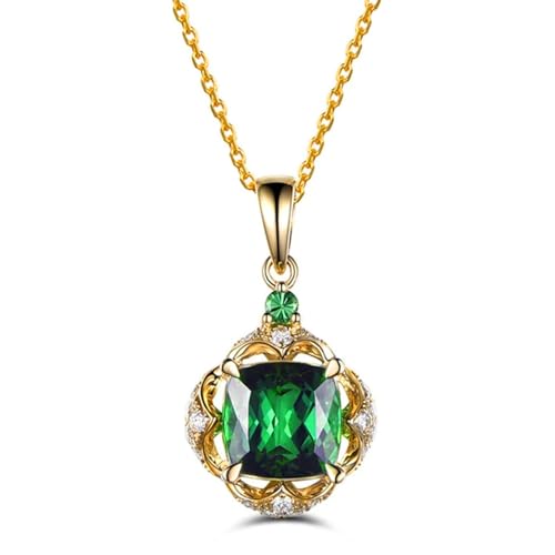 Collier cubique vert TABOJS au design élégant couleur or et cristaux scintillants
