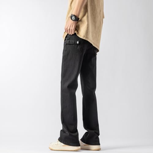 Pants Trousers Denim Stretch Pure Black Jeans Men's Straight Leg Port Style Street Men2