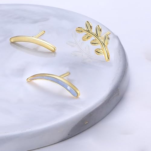Image of VAMA FASHIONS 5 Pair 18K Plated Multiple Pericing Anti Tarnish Stud Earrings Hypoallergenic Helix Tragus Waterproof Lightweight Ear Studs Combo Set For Women