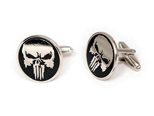 SharedImagination The Punisher Cufflinks, Marvel Defenders Tie Clip, Dare Devil Jewelry, The Avengers Ironman Tie Tack Geek Gifts, Skull Logo Daredevil Cuff Links Wedding Party Groomsmen Gift