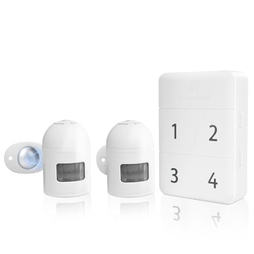 HOMEYO Driveway Alarm Wireless Weatherproof Motion Sensor, Home Security Alarm 500 FT Motion Detector Alarm for Gardens/Mailbox/Gate/Sheds/Indoor/Outdoor Property (1 Receiver & 2 Sensors)