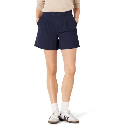 Amazon Essentials Short Trapèze avec Élastique à l’Arrière, Taille Haute, Coupe Décontractée Femme, Bleu Marine, 42