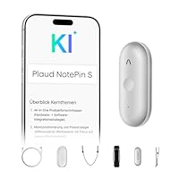 Plaud NotePin S Diktiergerät mit taktiler Aufnahmetaste KI Voice Recorder KI-Notizgerät KI-Schreibfunktion & Zusammenfassung Aufnahmegerät Audiorekorder für Meetings 4 Zubehörteile (Mondsilber)