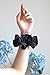 Wenobby 2PCS Big Satin Silk Black Blue Hair Scrunchies for Women with Thick Hair,Flower-like Hair Ties