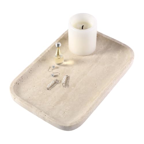 Marble Vanity Tray for Dresser Organizer, Travertine Bathroom Tray Countertop,