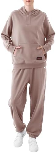 2 Piece Sweatshirt Set Women | Soft Cotton Fleece Pullover with Hood | Comfortable Long Sleeve for Fall & Winter