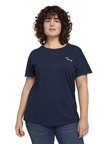 TOM TAILOR Señoras Camiseta con bordado 1024893, 10668 - Sky Captain Blue, 44 Grande
