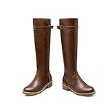 [シュウカ] ロングブーツ レディース ロングブーツ ヒール ジョッキーブーツ 疲れない ブーツ 大きいサイズ ワイズ ブラウン 3E 厚底 黒 美脚 25.0cm チャンキーヒール 痛くない 歩きやすい レディースブーツ