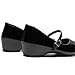 LiupanUp Mary Jane Wedges for Women, Low Heel Women's Wedge Comfortable Closed Toe Women Pumps Dress Shoes -1.18Inch 2Black Size 4