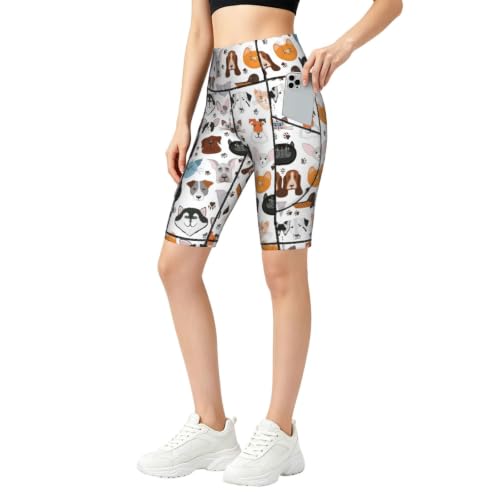 Short de sport taille haute mi-cuisse leggings court avec poches femme