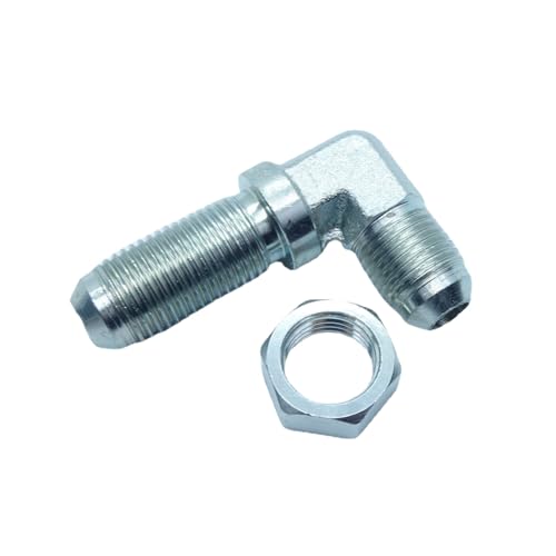 Image of 2 Piece 3 /8#6 JIC 37 Male Flare to #6 3 /8 JIC 37 Flare Bulkhead 90 Degree Elbow Hydraulic Steel Fitting