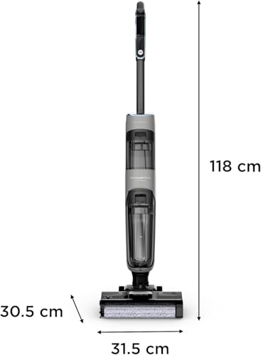 Rowenta X-Clean 4, Aspiradora Fregona Eléctrica Sin Cable, 2 en 1 Aspira y Friega a la vez, 200 W, Pantalla De Control Inteligente, Ajuste Automático De Limpieza: Eco, Auto y Max, Gris, GZ5036WO - imagen 2