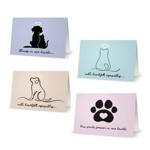 Image of Lashicorn Pet Sympathy Note Cards Bulk Mixed 16 Pack | 5.5 x 4 inches Notecard | 4 Designs | Pet Loss | 16 Total With Envelopes