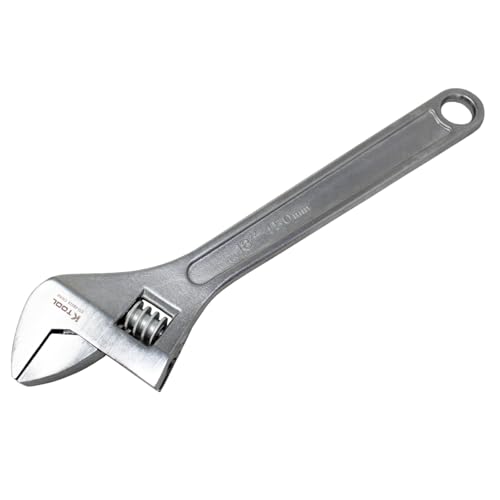 K Tool International 48018 Adjustable Wrench for Garages, Repair Shops and DIY, Drop-forged, Heat-treated, Chrome Vanadium Steel, 2-1/4" Jaw Capacity, 18" Length, Lightweight by K Tool International - Used condition - US$32.92