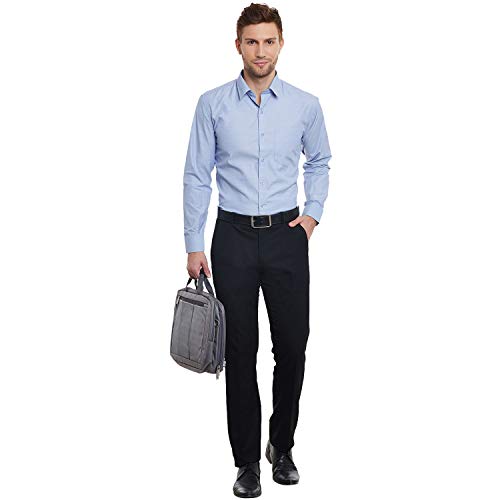 Image of Hancock English Solid Slim Fit Cotton Rich Formal Navy Blue