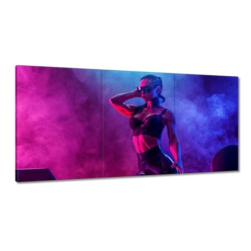 Peinture musique DJ féminine sur toile 120x60 cm pour decoration murale salon