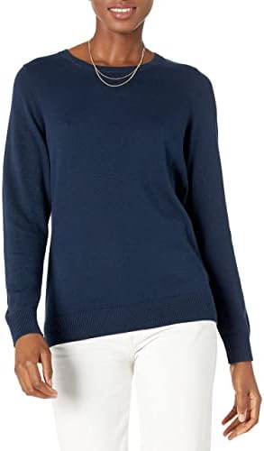 Amazon Essentials Women's Long-Sleeve Lightweight Crewneck Sweater (Available in Plus Size), Navy, Medium