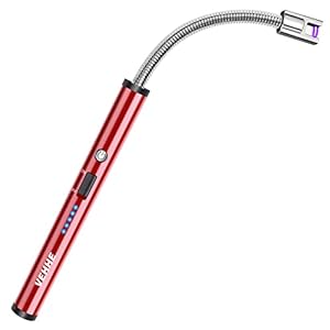 VEHHE Lighter, Rechargeable Candle Lighter Camping Lighter with Safety Switch Flexible Neck LED Battery Display, Arc Long Lighter for Candle Cooking BBQs Fireworks