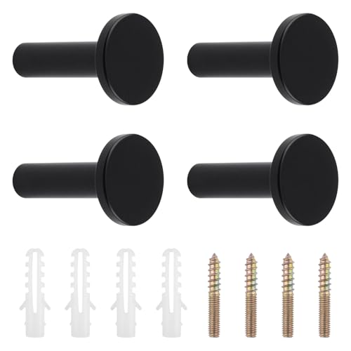 UFURMATE 4 runde Kleiderhaken zur Wandmontage, robuste Aluminium-Legierung, Wandmontage, für Eingangsbereich, Badezimmer, Küche (schwarz)