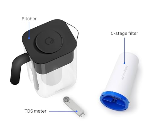 Image of Culligan with ZeroWater Technology 10-Cup Water Filter Pitcher - Includes 5-Stage Advanced Water Filter, IAPMO Certified to Reduce Lead, Total PFAS, Mercury, Fluoride, and Chlorine - Matte Black