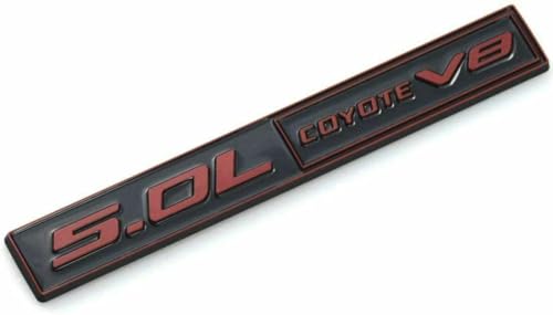 Image of 2Pc 5.0L Coyote V8 Emblems 3D Adhesive Badge V8 Engine Trim Fender Hook Trunk Decals Stickers Compatible for car (Red Black)