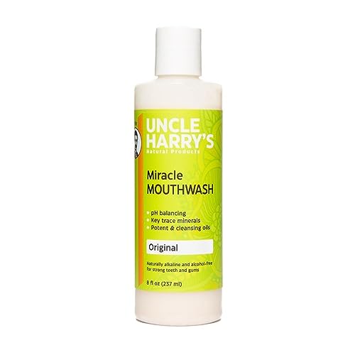 Uncle Harry's Natural Alkalizing Miracle Mouthwash | Adult & Kids Mouthwash for Bad Breath | pH Balanced Oral Care Mouth Wash & Mouth Rinse (8 fl oz)