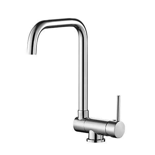 Grosofi Grifo de cocina, grifo mezclador de cocina en cobre, grifo de fregadero de cocina en latón, grifo de cocina plegable ajustable 360°, con 2 chorros para elegir, latón cromado, fácil de montar Cover