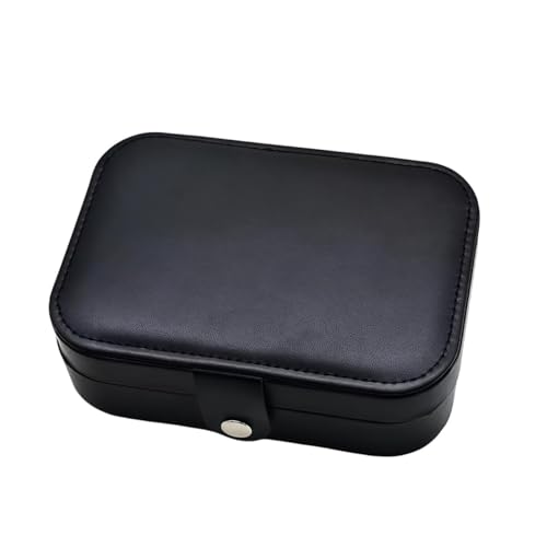 Image of Lazer Accessories Jewellery Organiser PU Leather Zipper Portable Storage Box Case with Dividers Container for Rings, Earrings, Necklace Home Organizer | Black