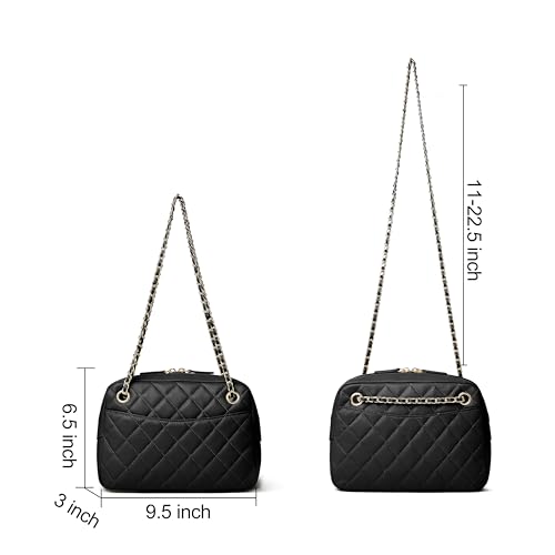 DORIS&JACKY Leather Quilted Shoulder Bag for Women, Soft Lambskin Designer Crossbody Chain Purse4