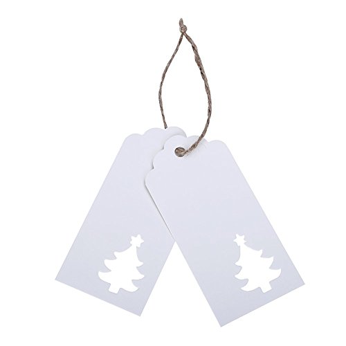 100 Pcs Kraft Paper Hollow Christmas Tree Gift Tags With String Christmas Wrapping Tags Blank Gift Tag Vintage Craft Hang Tags With Jute Twine(White) #TOP1