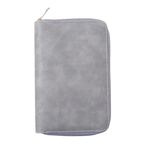 6-Ring Refillable Binder Cover PU Leather, Zippered with Card Pocket & Elastic Pen Slot Compact Office Notebook Wallet