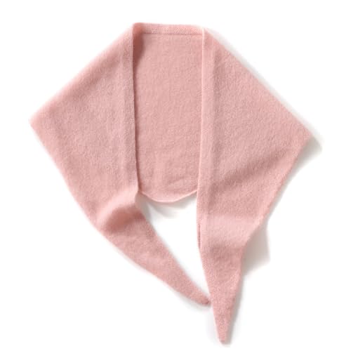 Cashmere Knit Triangle Scarf for Women Knitted Head Scarf Small Bandana Old Money Aesthetic Accessories (Pink)