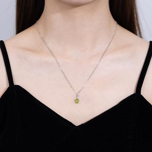 Collar de oro blanco 14K con diamante y piedra de nacimiento