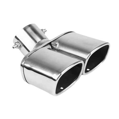 tpnidaii 車外用品 下向き式 マフラー カッター 方形 2本出し 排気管 エキゾーストチップ マフラー パイプ テールパイプ径38-53mm適応 口径2.5インチ 大口径 外装 パーツ ドレスアップ カスタム ステンレス製 (シルバー)
