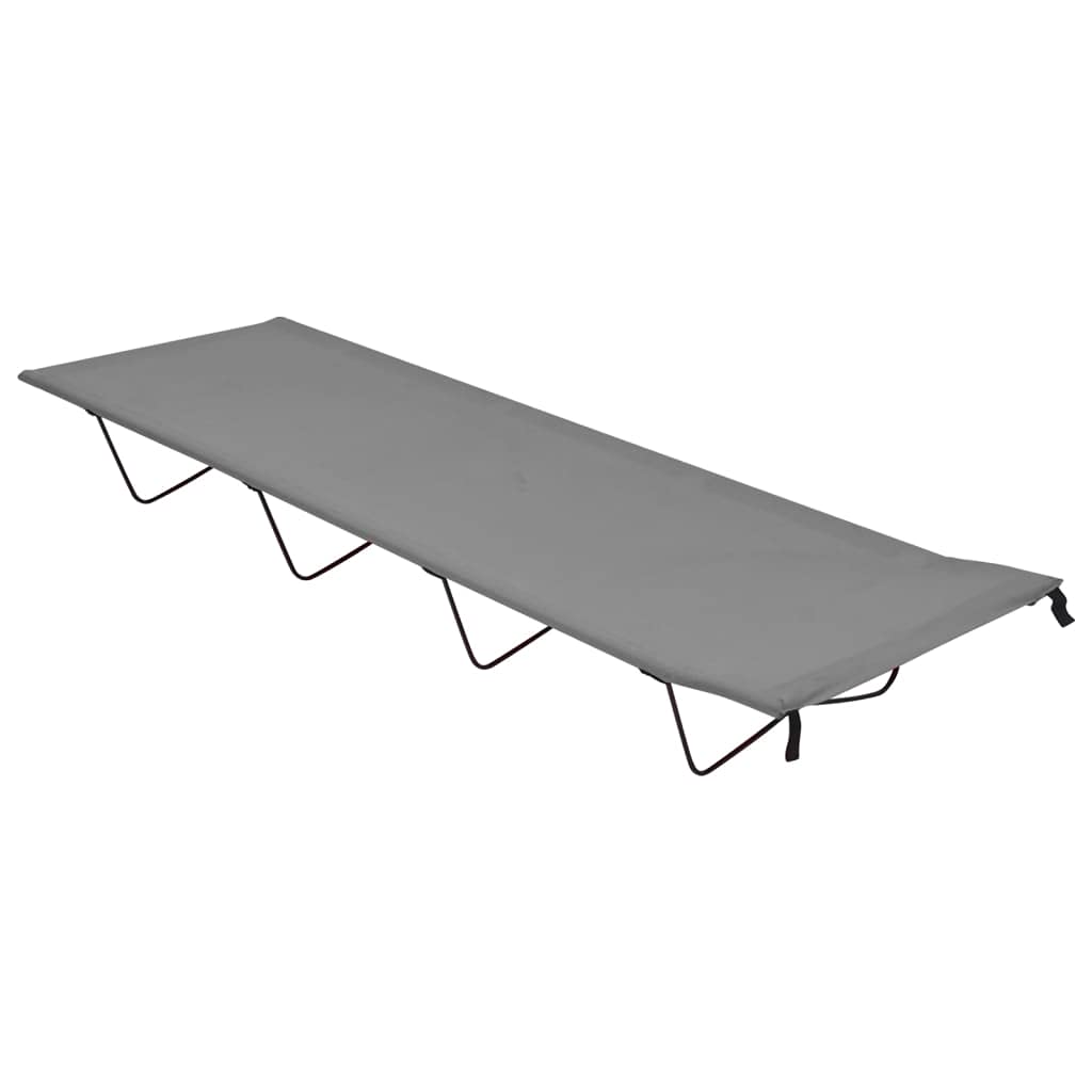 vidaXL 2X Lits de Camping Chaises Longues Pliable Randonnée Plage Jardin Plage Terrasse Patio Extérieur 180x60x19 cm Tissu Oxford et Acier Gris