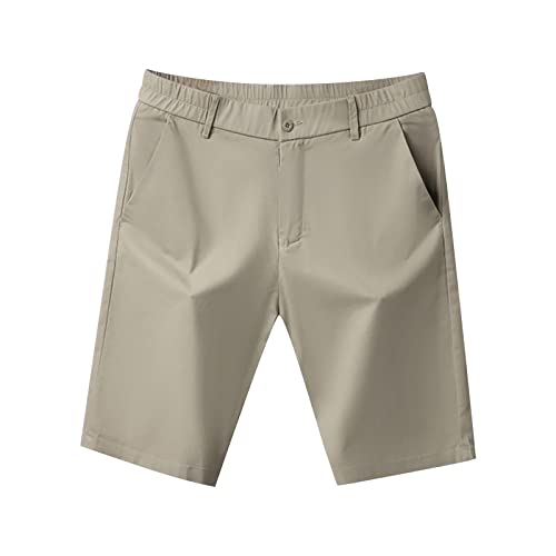 Genérico Pantalones Cortos Rojos Hombre Pantalones Cortos Informales de algodón para Hombre Pantalones Hombre Color Rosas (Khaki, 32)