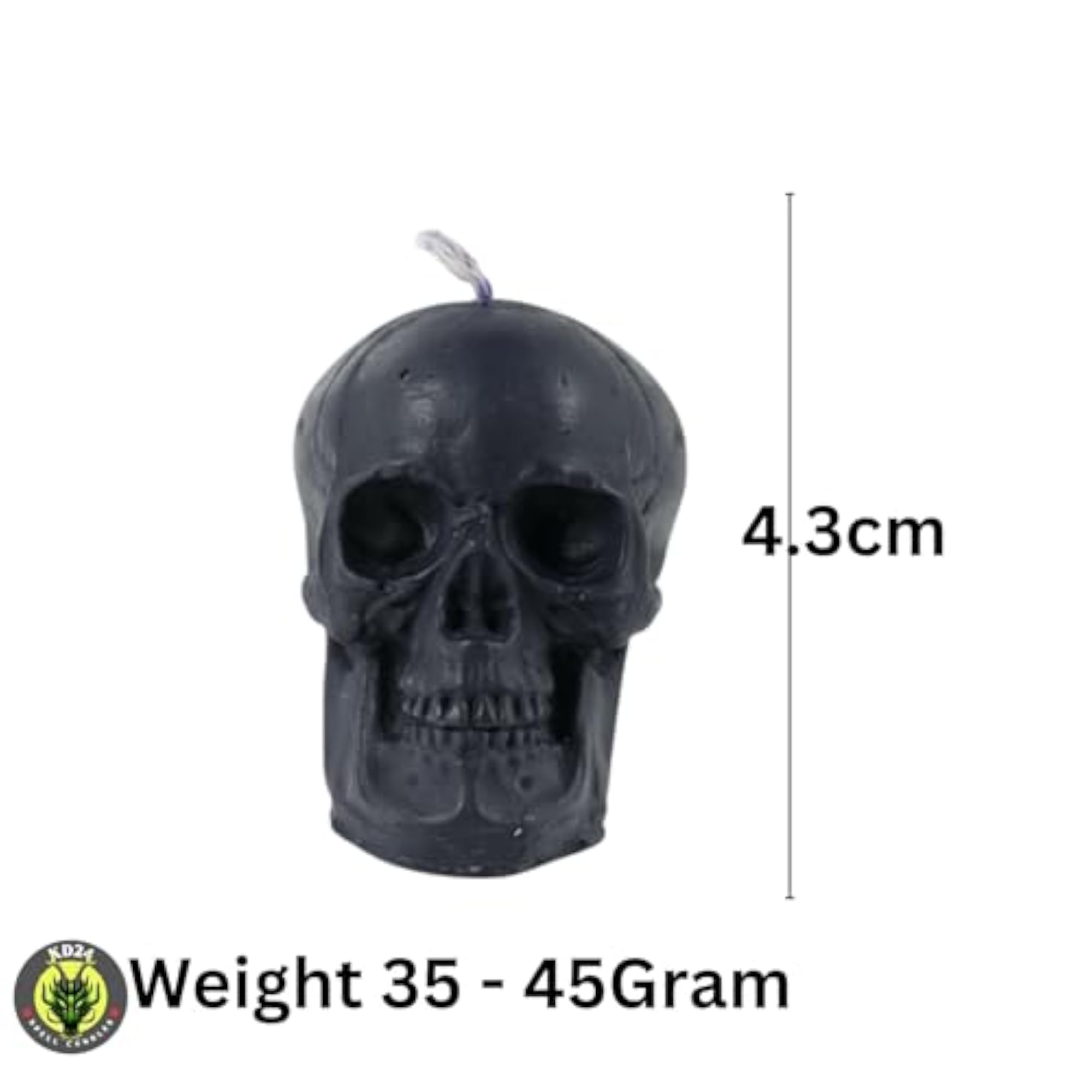 Unscented Black Skull Candle, Small Size