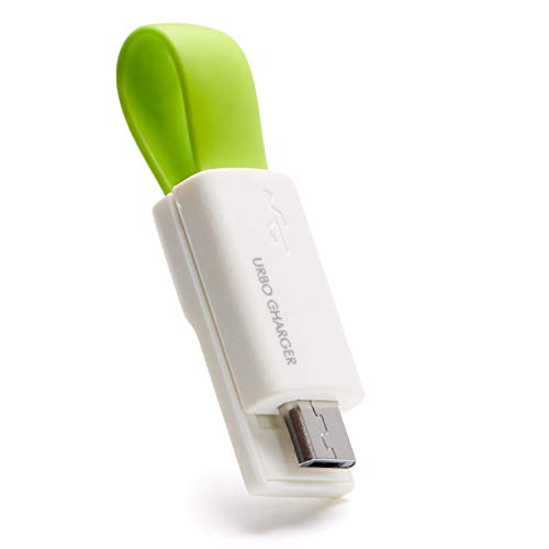 Urbo Short Micro USB Cable for Charging Mobile Phones (Green) - Keyring/Keychain Design - Handy, Portable and Travel Friendly - Easy to Carry, Impossible to Forget