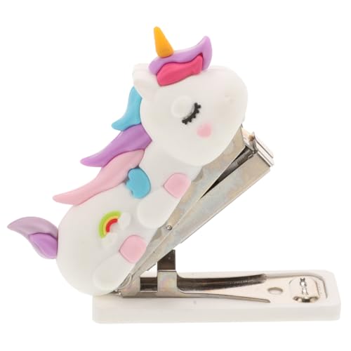 TEHAUX Mini Grapadora Infantil Unicornio, PortáTil Y Eficiente, Para Oficina Y Estudio, DiseñO Lindo Y Divertido, Silicona Y Acero Inoxidable, 7x5.6x2.9cm