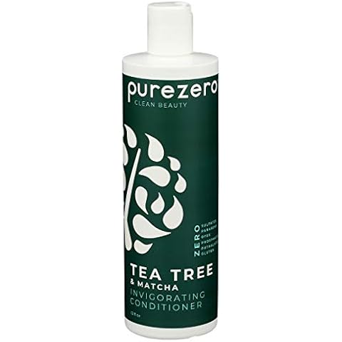 Purezero Tea Tree & Matcha Conditioner - Minty Nourishing & Invigorating Scalp Treatment - Zero Sulfates, Parabens, Dyes Vegan and Cruelty Free - 12 oz Cover
